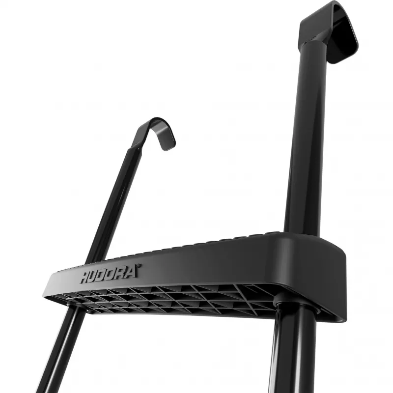 Rebrík k trampolíne HUDORA univerzálny 70–100 cm, čierny, nastaviteľné bezpečnostné stupne