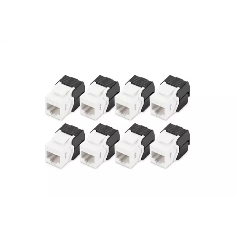 Digitus CAT 6 Keystone Jack nechránený, 8 kusov, plochý, čierny/biely, RJ-45
