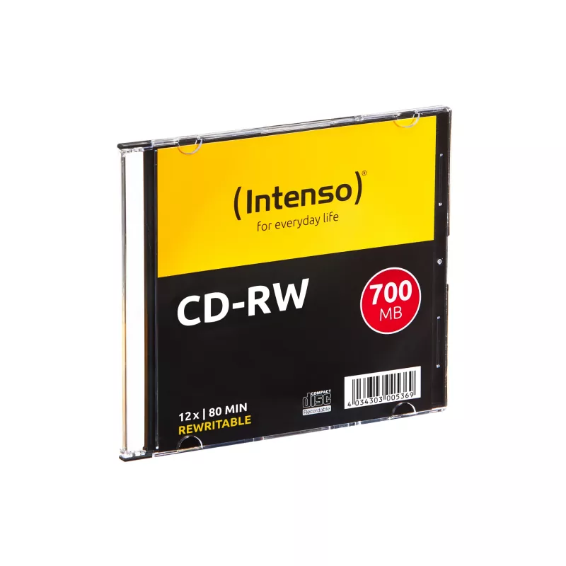 Prepisovateľné CD-RW INTENSO 700 MB / 80 min, 12x, balenie 10 ks, 120 mm (Slimcase)