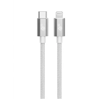 TB kábel USB-C - Lightning braided 1m, strieborný