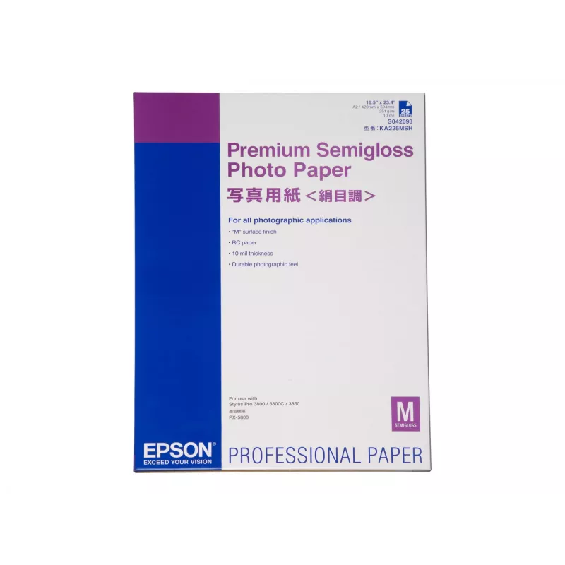 Epson Premium Semigloss Photo Paper, DIN A2, 250g/m², 25 listov
