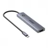 USB-C hub Unitek H1124AGY01 s 100W PD, HDMI 2.0, 2x USB‑A, 2x USB‑C, SD/microSD čítačka kariet — hliník