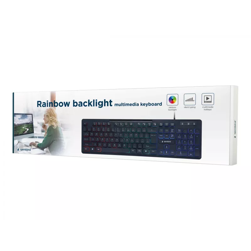 MULTIMEDIÁLNA KLÁVESNICA USB ENG/ČIERNA KB-UML-02 GEMBIRD