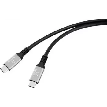 Renkforce USB-C kábel USB4 konektor samec čierny hliníkový konektor silikón (RF-6805038)