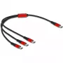 USB nabíjací kábel DeLOCK 3-in-1 USB Type-C na 3 x USB Type-C 30 cm čierny/červený