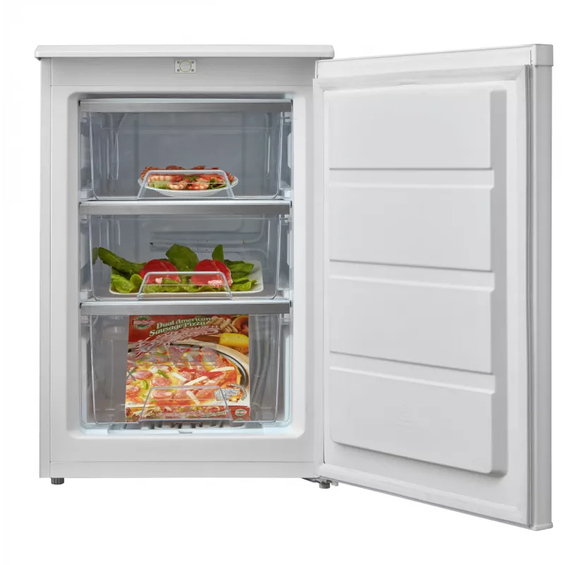 Midea mraznička | MDRD129FZE01 | energetická trieda E | samostatne stojaca | voľne stojaca | výška 84,5 cm | celkový úžitkový objem 86 L | biela
