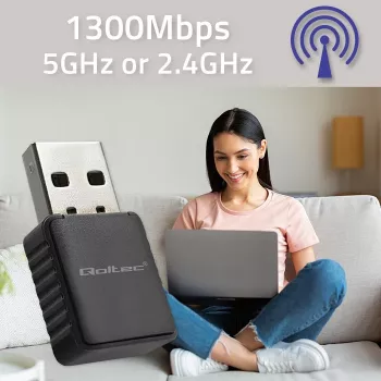 Bezdrôtový USB adaptér QOLTEC 56988 Dual Band 1300Mbps USB 3.0