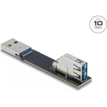 USB adaptér DELOCK 67421 — USB Type-A na Type-A, čierny