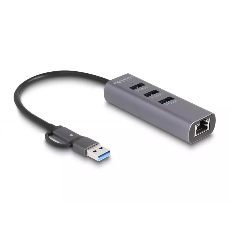 DeLOCK 64282 dokovacia stanica pre notebook a port replikátor káblový USB 3.2 Gen 1 (3.1 Gen 1) Type-C sivá (64282)
