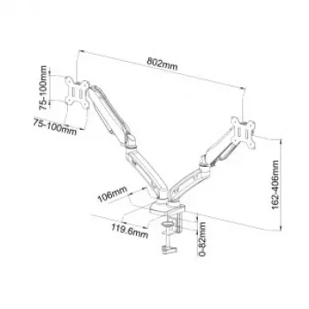 Stolový držiak s plynovou pružinou pre 2 LED / LCD 13-27 palcov L-13GD