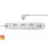 Inteligentný predlžovací kábel so zásuvkami Denver SHP-300U 3 AC zásuvky typ E 4 biely
