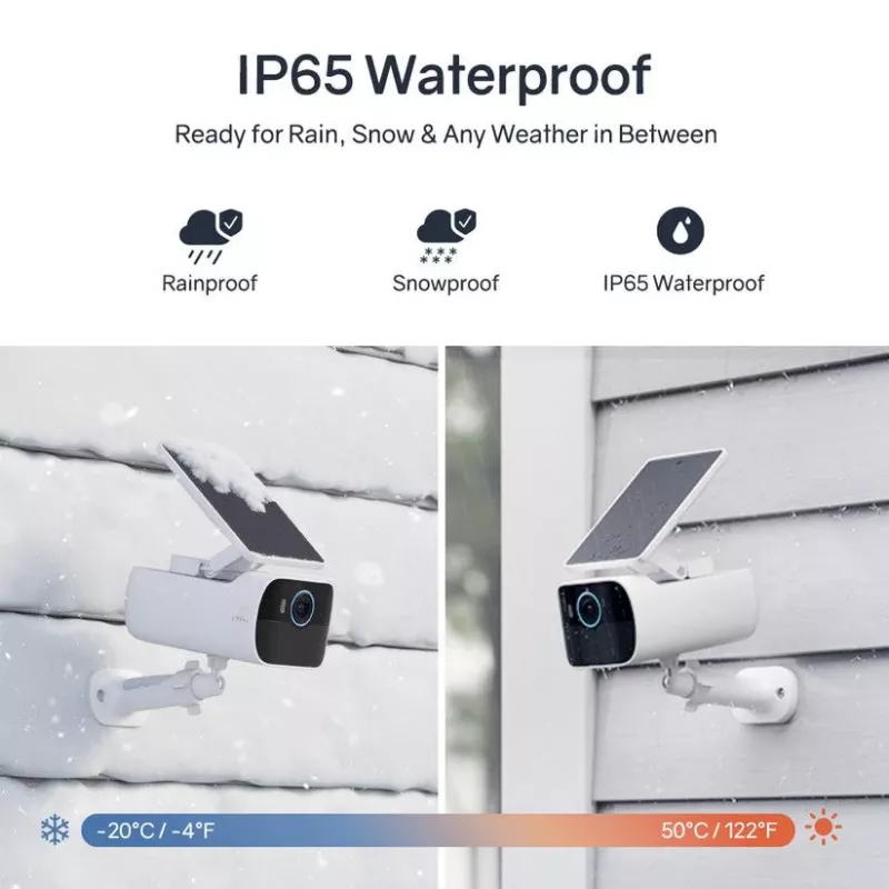 Safemo SC1 SolarCam, 4K UHD video, 8× zoom, 132° výhľad, nočné videnie, Wi-Fi 2,4 GHz, 1,5 W solár, biela