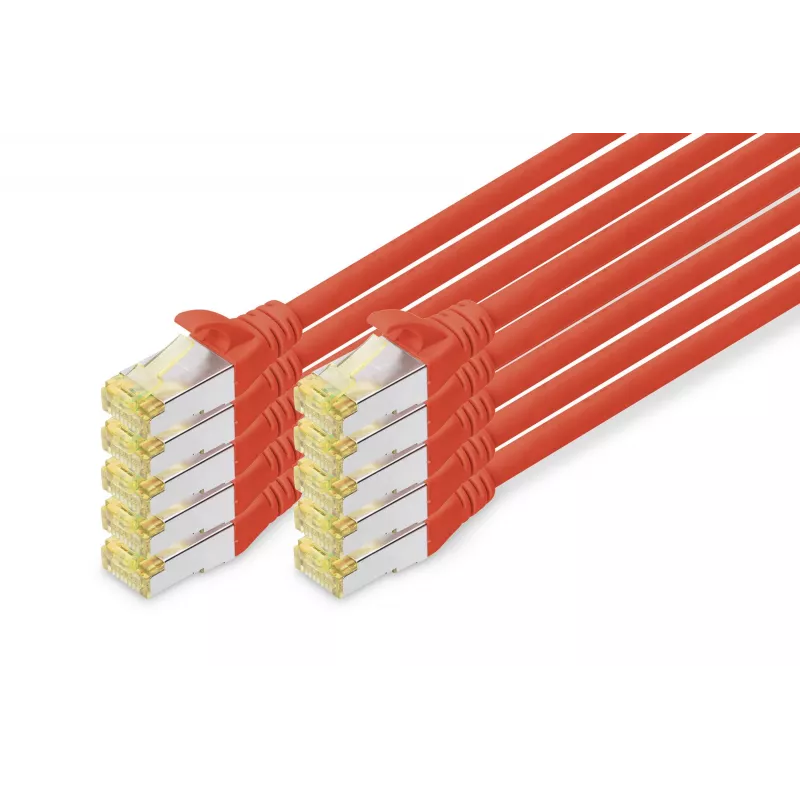 Digitus DK-1644-A-020-R-10 Prepojovací kábel CAT 6A S/FTP 2 m, červený, balenie 10 ks