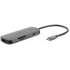 7-in-1 USB-C dongle Acer — USB 3.2 Gen 1 Type-C, 3x USB-A, HDMI, SD/MicroSD, 100W PD, strieborná