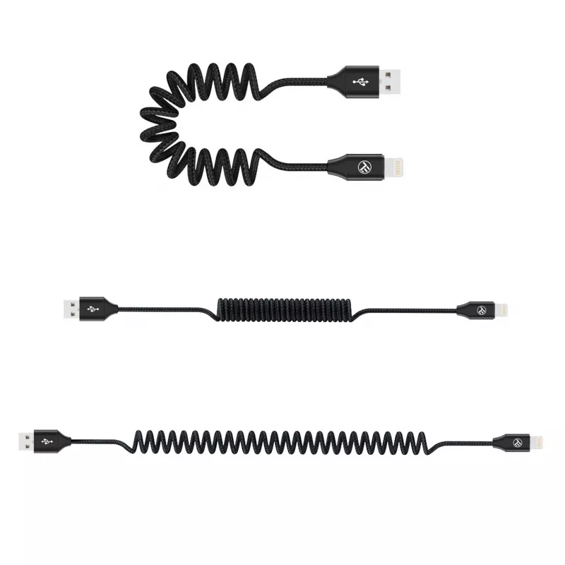 Dátový kábel USB na Lightning Tellur Extendable 3A, 1,8 m, čierny