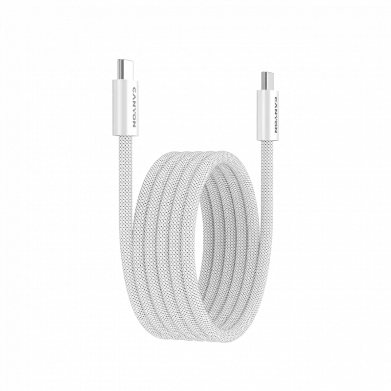 CANYON kábel OnWire 60MG C-C 60W magnetický pletený 1m biely