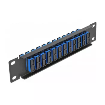 Optický patch panel DeLOCK 10 inch 12 portov SC Duplex modrá 1U čierna