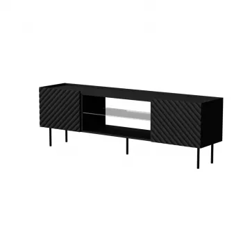 TV skrinka cama meble LUCCA 180x40x59 cm, čierna vrchná doska z drevotriesky, čierny rám