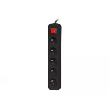 Napájacia zásuvka Lanberg PS1-05E-0300-BK 3 m 5 AC zásuviek interiér biela