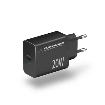 Sieťová nabíjačka ESPERANZA EZC104K 20W čierna, USB napájací zdroj pre prenosné zariadenia