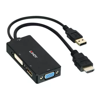 Lindy HDMI na DisplayPort, DVI a VGA konvertor, 0,15 m, 2160p, čierny, DP STDP2600, DVI-D PS8222, VGA AG6200, 8 bit, 0 - 65 °C