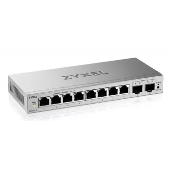 Managed L2 Gigabit switch Zyxel GS1200-10v3 — 8x Gigabit (10/100/1000), 20 Gbps, MAC 4000, desktop, sivý