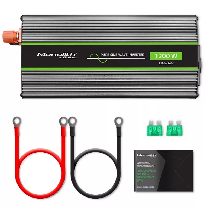 Automobilový menič Qoltec Monolith 1200 W čierna 12 V