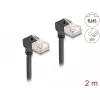 DeLOCK RJ45 sieťový kábel Cat.6A S/FTP tenký 90° nadol 2 m čierny