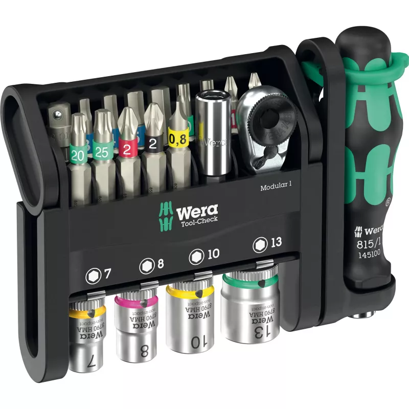 Sada náradia Wera Tool-Check Modular Set 1 – 50-dielna modulárna dielenská sada, triedené bity a nástrčné hlavice