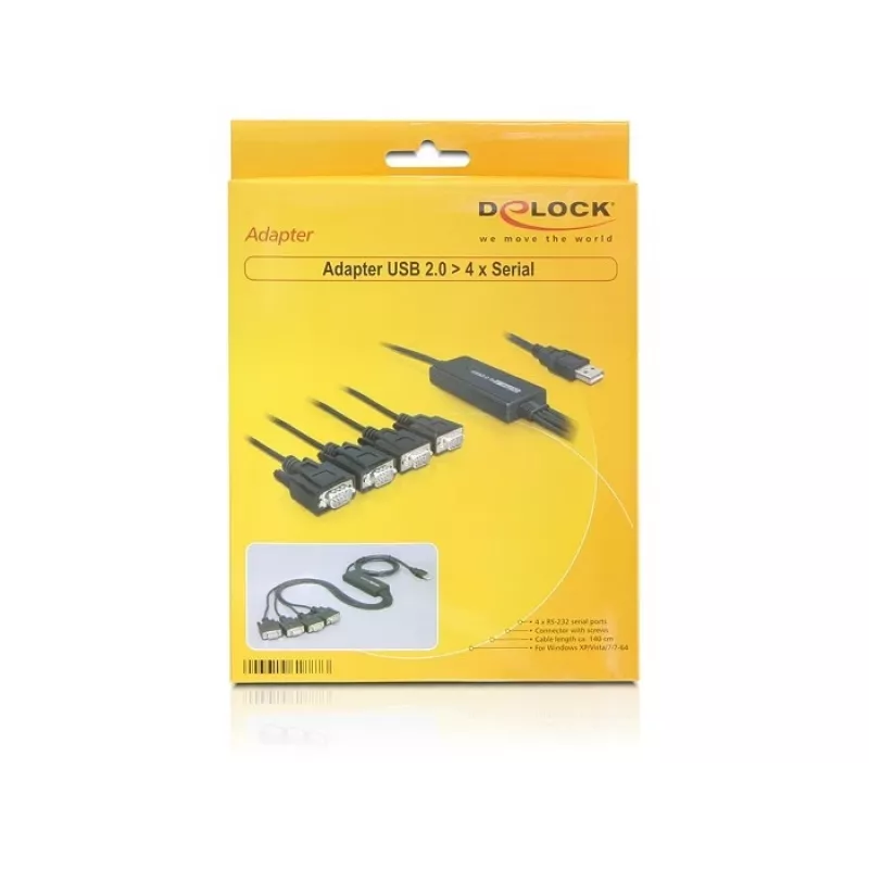 DeLock USB2.0 > 4 x sériový adaptér - sériový adaptér - USB - RS-232 x 4 (61887)