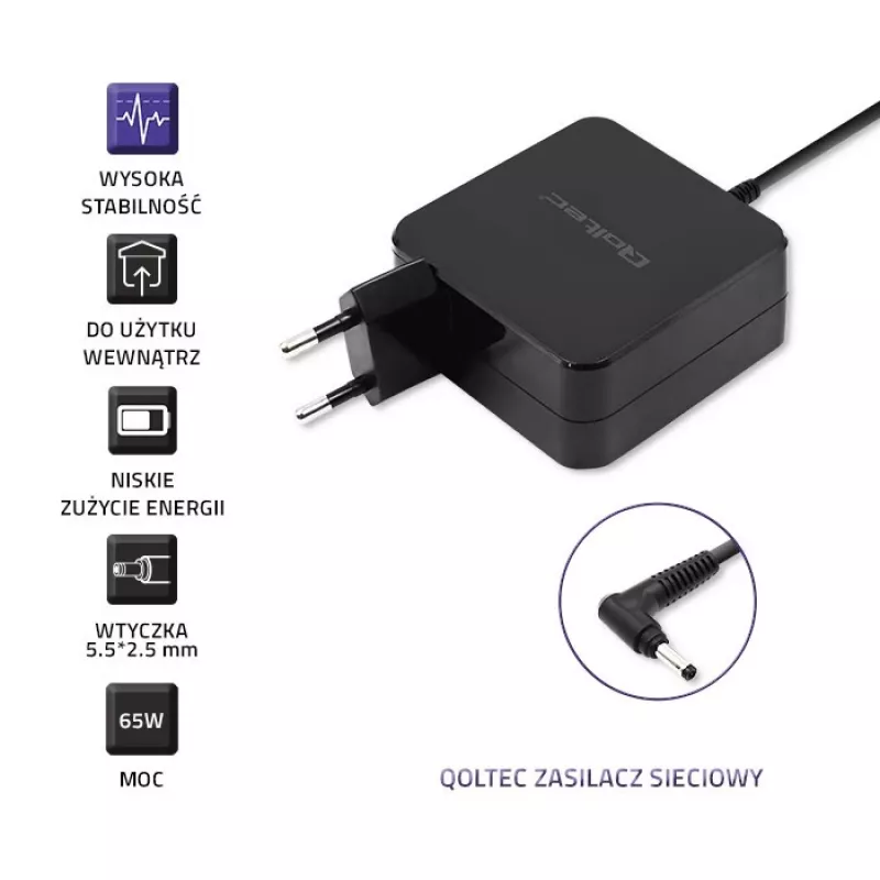 Qoltec 51745 napájací zdroj/invertor interiérový 65 W čierny