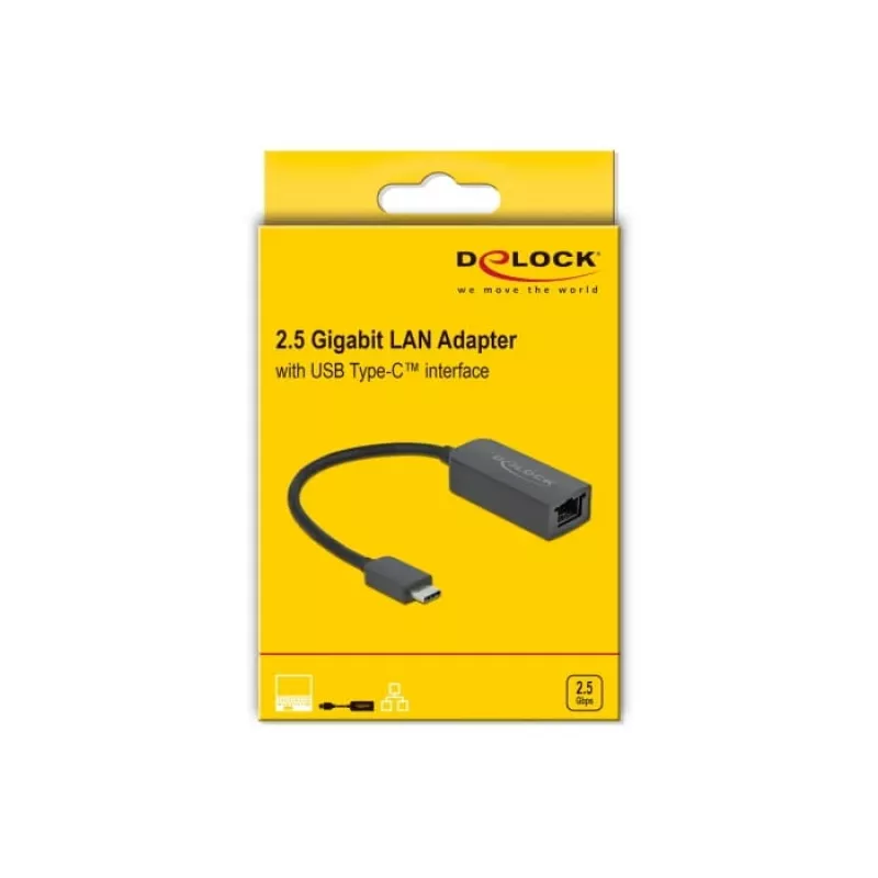 Adaptér USB Type-C konektor samec na 2,5 Gigabit LAN kompaktný DeLOCK 66645
