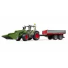 Hračkársky traktor BRUDER Fendt Vario 211 s čelným nakladačom a bočným prívesom
