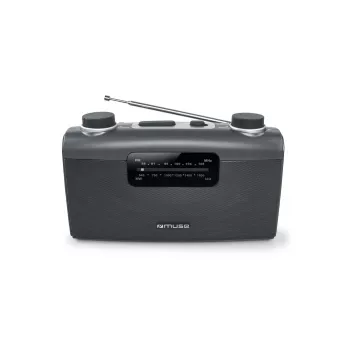 Prenosné rádio Muse M-058 R — AM/FM, otočný ovládač hlasitosti, batériová alebo sieťová prevádzka (230V, 50Hz), Čierna/Sivá