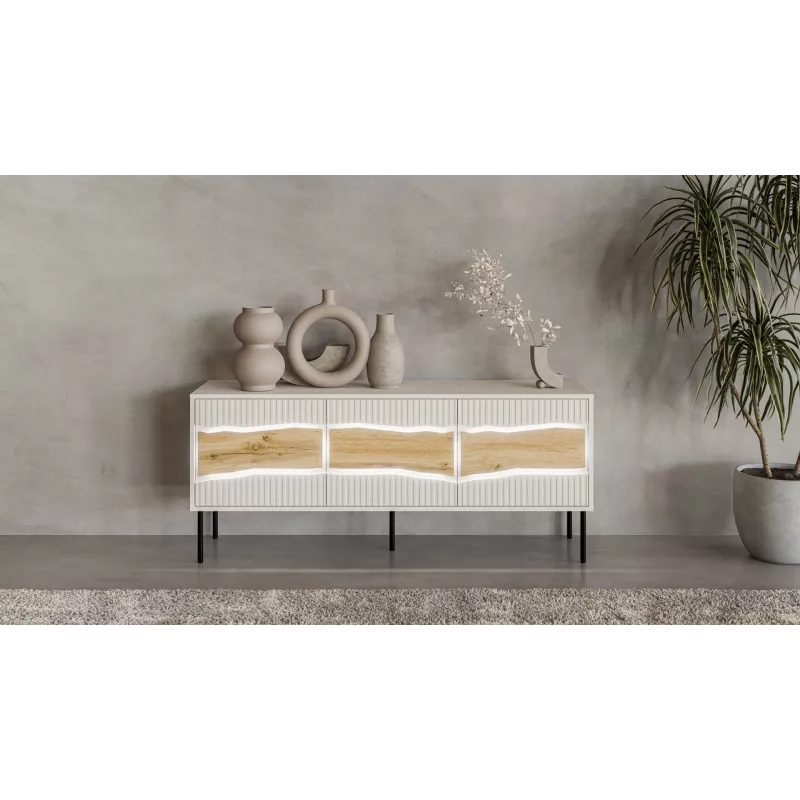 TV skrinka Cama INSERTO 3D 143,5x40x61,5 cashmere + LED