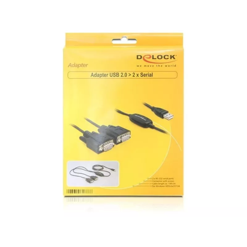 Sériový kábel DeLOCK 2x RS232/USB 2.0 čierny 61886