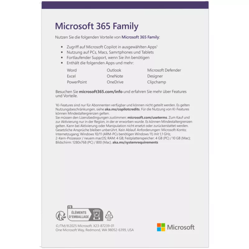 Microsoft 365 Family Box Pack 1 rok až pre 6 osôb Android iOS Windows MacOS