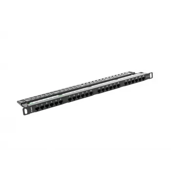 Lanberg PPU5-0024-B - RJ-45 - Cat5, Cat5e - čierna - kov - racková montáž - 0,5HE (PPU5-0024-B)