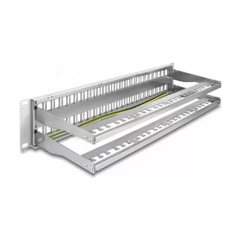 DeLOCK 19 inch Keystone patchpanel 48 portov so zaisťovačmi káblov 2U sivé