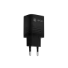 NATEC káblová nabíjačka pre mobilné zariadenia NUC-2141, 30W, USB-C PD 3.0 + USB-A QC 3.0, 110–240V, čierna