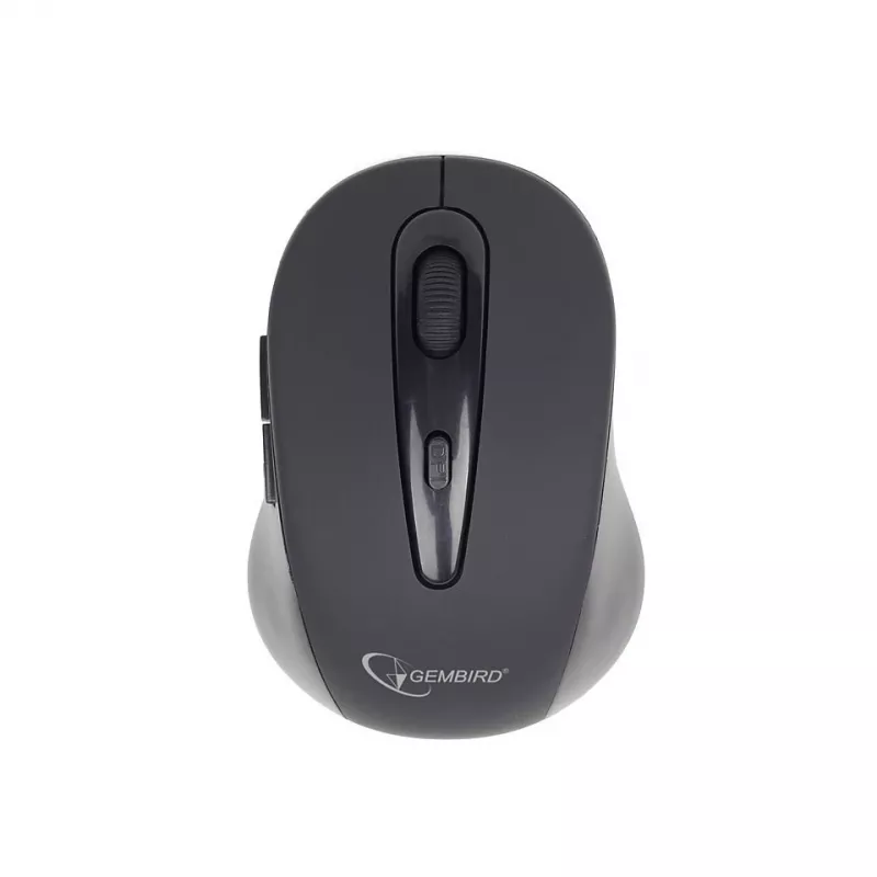 Bezdrôtová optická Bluetooth myš GEMBIRD MUSWB2 — pre pravákov, 1600 DPI, 6 tlačidiel, čierna/sivá, batérie AAA