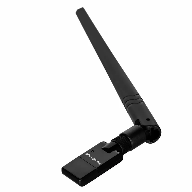 USB WLAN adaptér LANBERG NC-0300-WIE, USB 2.0, dve externé antény 5 dBi, WLAN 300 Mbit/s, Ethernet/WLAN, čierny
