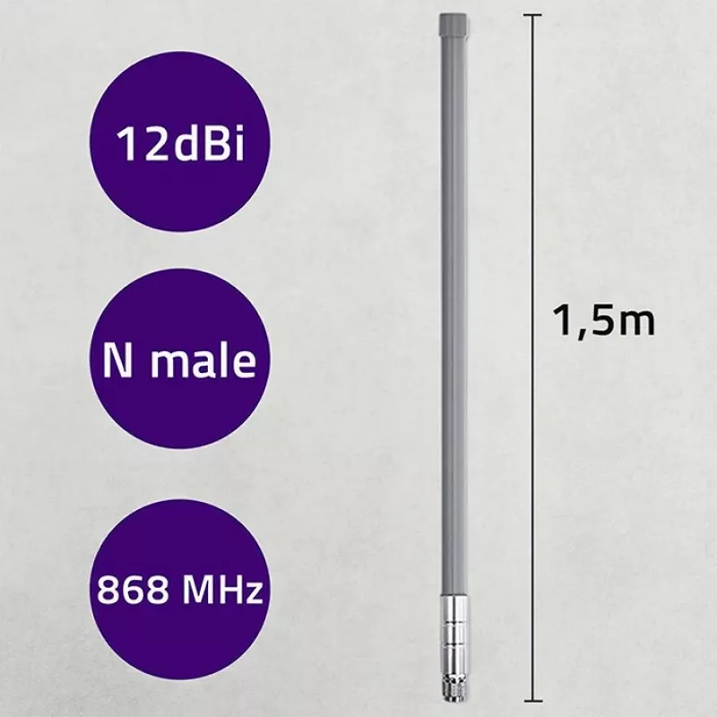 Outdoor LoRa anténa QOLTEC 12 dBi 868 MHz, 1,5 m kábel