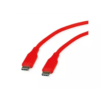 ROLINE USB 2.0 kábel C-C ST/ST silikón 60W 1m červený - kábel - digitálne/dátové (11.02.9121)
