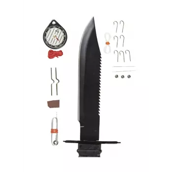 Pevný survival nôž Mil-Tec Special Forces 15368000 – nerezová oceľ, plný trň, celková dĺžka 310 mm, čepeľ 185 mm, čierny