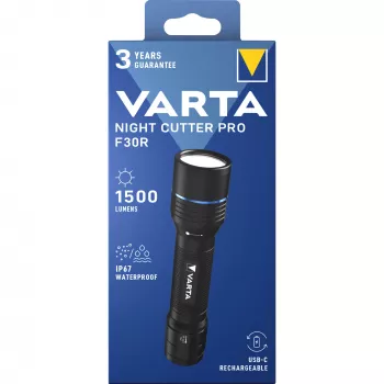 Baterka Varta F30R hliník nabíjateľná LED, hliníkové puzdro, nabíjateľná