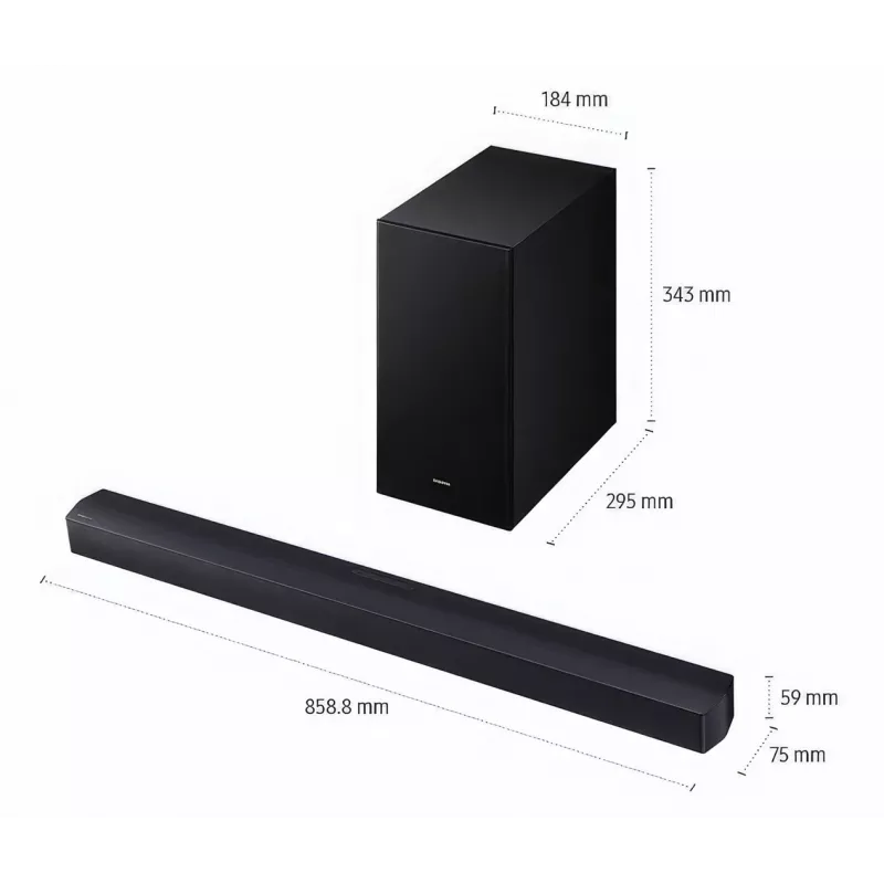 Soundbar Samsung HW-B450F/EN 2.1-ch Bluetooth s bezdrôtovým subwooferom, 300 W RMS, Dolby Audio, ARC