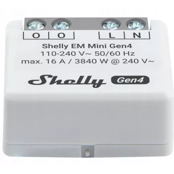 Smart relé Shelly Relay EM Mini Gen4 1-kanál Wi‑Fi Matter Zigbee Bluetooth 8A, 110–240V, Merač energie