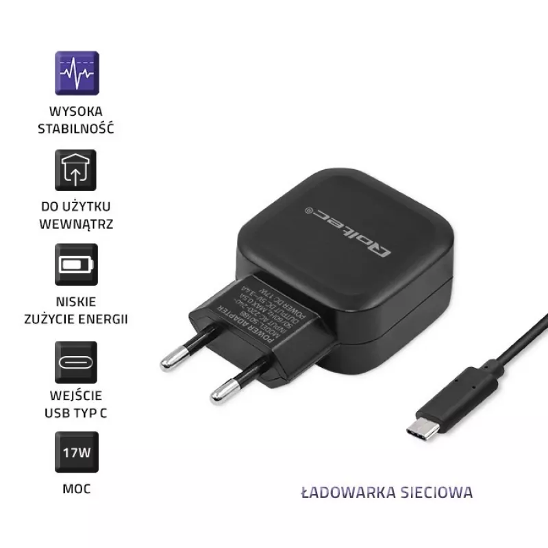 Qoltec 50188 nabíjačka pre mobilné zariadenia notebook, smartfón, smart hodinky, tablet, telefón, univerzálna čierna AC, DC vnútorné