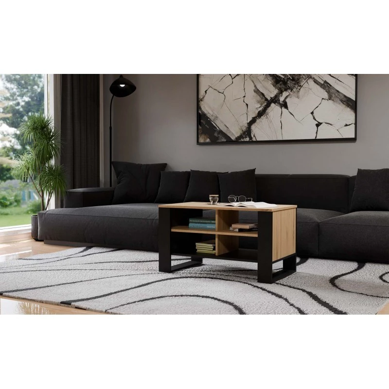 Konferenčný stolík top e shop Topeshop STOLIK KAWOWY ŁAWA MODERN 4P Dub Artisan Czern